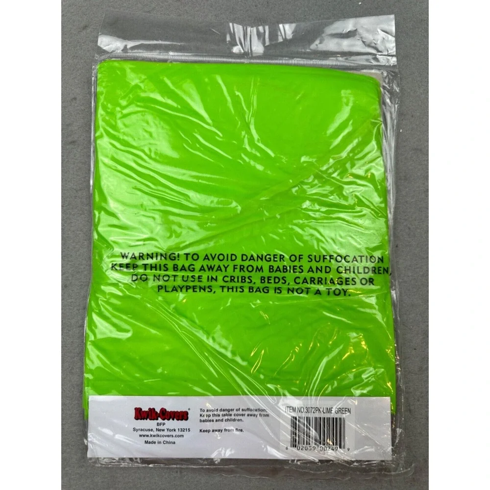 Kwik-Covers Fitted Table Covers - 6' Banquet, Fits 6 ft x 30 in TABLE LIME GREEN